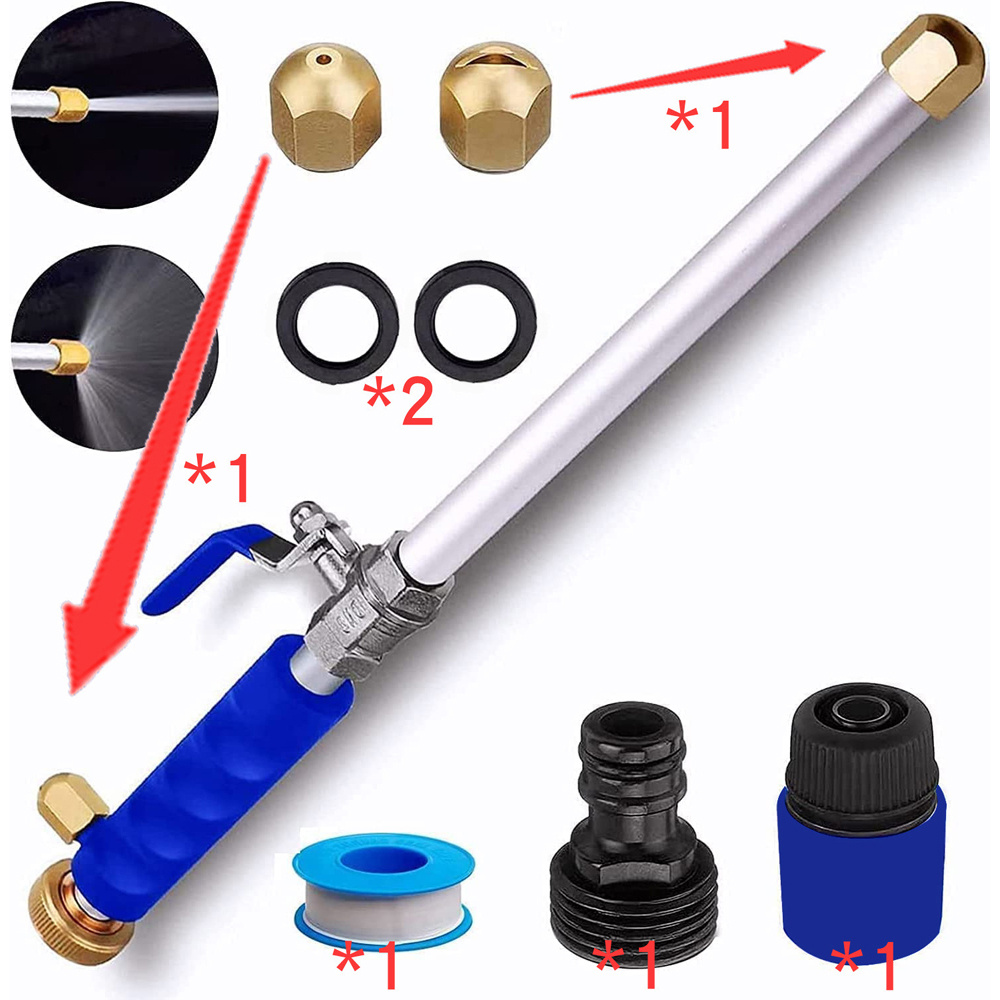 Kit De Nettoyage Hydro Jet : Nettoyeur Haute Pression Extensible Avec 2 Buses Et Pulvérisateur D'Arrosage Pour Le Jardin, La Voiture Et Le Nettoyage Des Vitres.