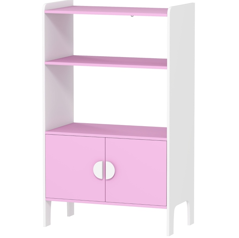 Kinderregal Mit 2 Ablagen Und 2 Schränken Aus Mdf Rosa/weiß 60 X 35 X 100 Cm Homvra