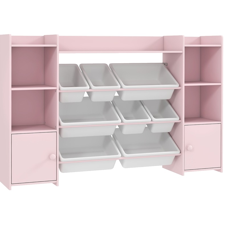 Kinderregal Für Spielzeug Und Bücher Mit 8 Herausnehmbaren Rosa Boxen Homvra