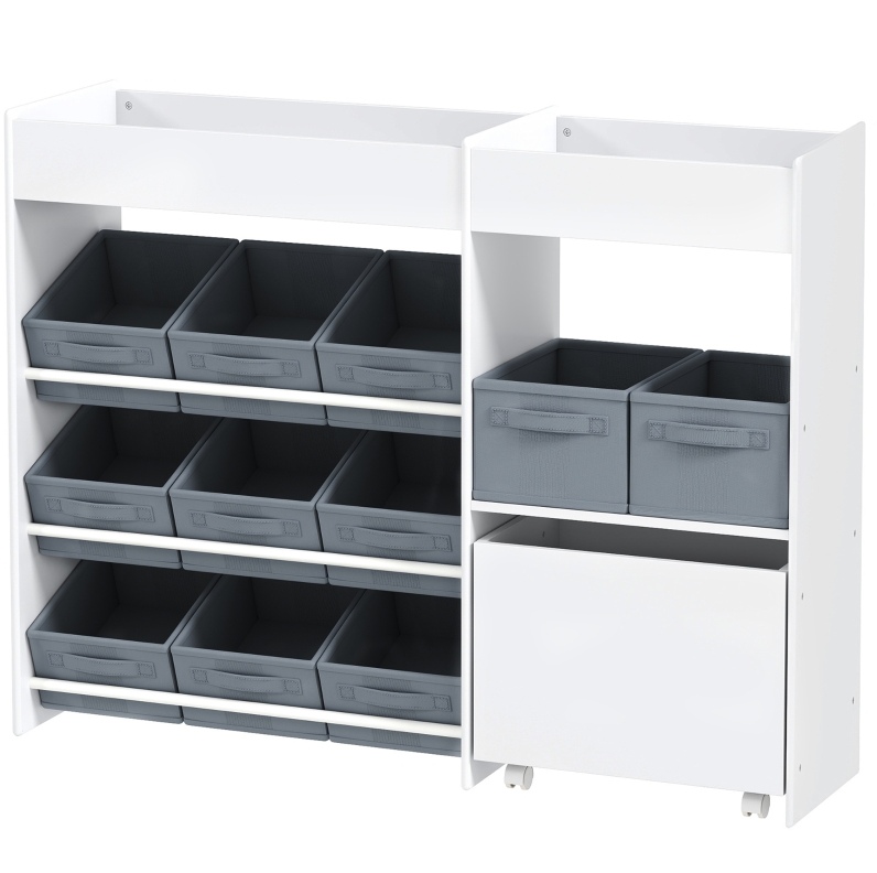 Kinderregal Für Spielzeug Mit 11 Stoffboxen Und Schrank 105x30x80 Cm Weiß