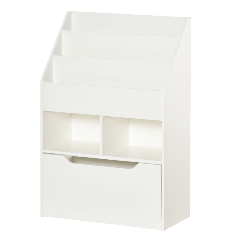 Kinderregal Mit Schublade Und 2 Offenen Fächern, Mdf Weiß, 60 X 29,9 X 90 Cm Homvra