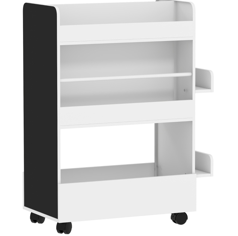 Kinder-bücherregal Mit Tafel Und Rollen 66,5 X 32,5 X 86,5 Cm Mdf Weiß Homvra