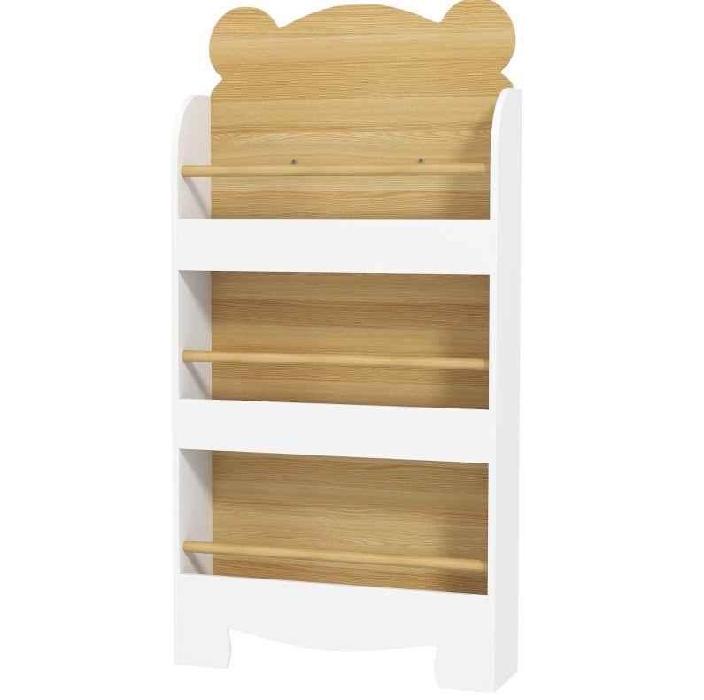 Schmales Kinderbücherregal Aus Holz Mit 3 Ablagen 55 X 15 X 110 Cm Weiß Homvra
