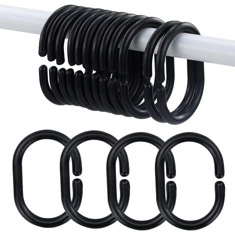 12 Schwarze Duschvorhangringe Aus Kunststoff O1