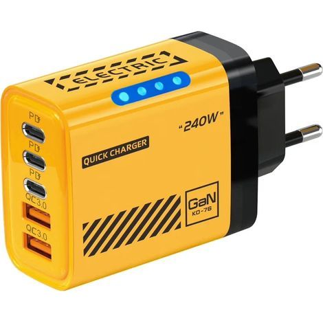 Xiaomi 240w Schnellladegerät, 2 Usb-anschlüsse + 3 Usb-c-anschlüsse, 240w Leistung Mit Kontrollleuchte, Kompatibel Mit Iphone 16 Und 15 Pro, Eu-netzadapter.