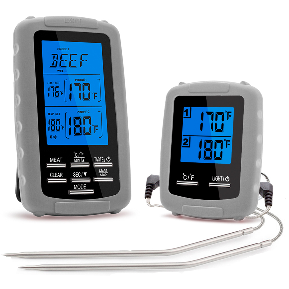Set Mit 2 Kabellosen Fleischthermometern, Thermometer Für Grill, Smoker Und Backofen, Digitale Thermometer Mit Zwei Sonden.