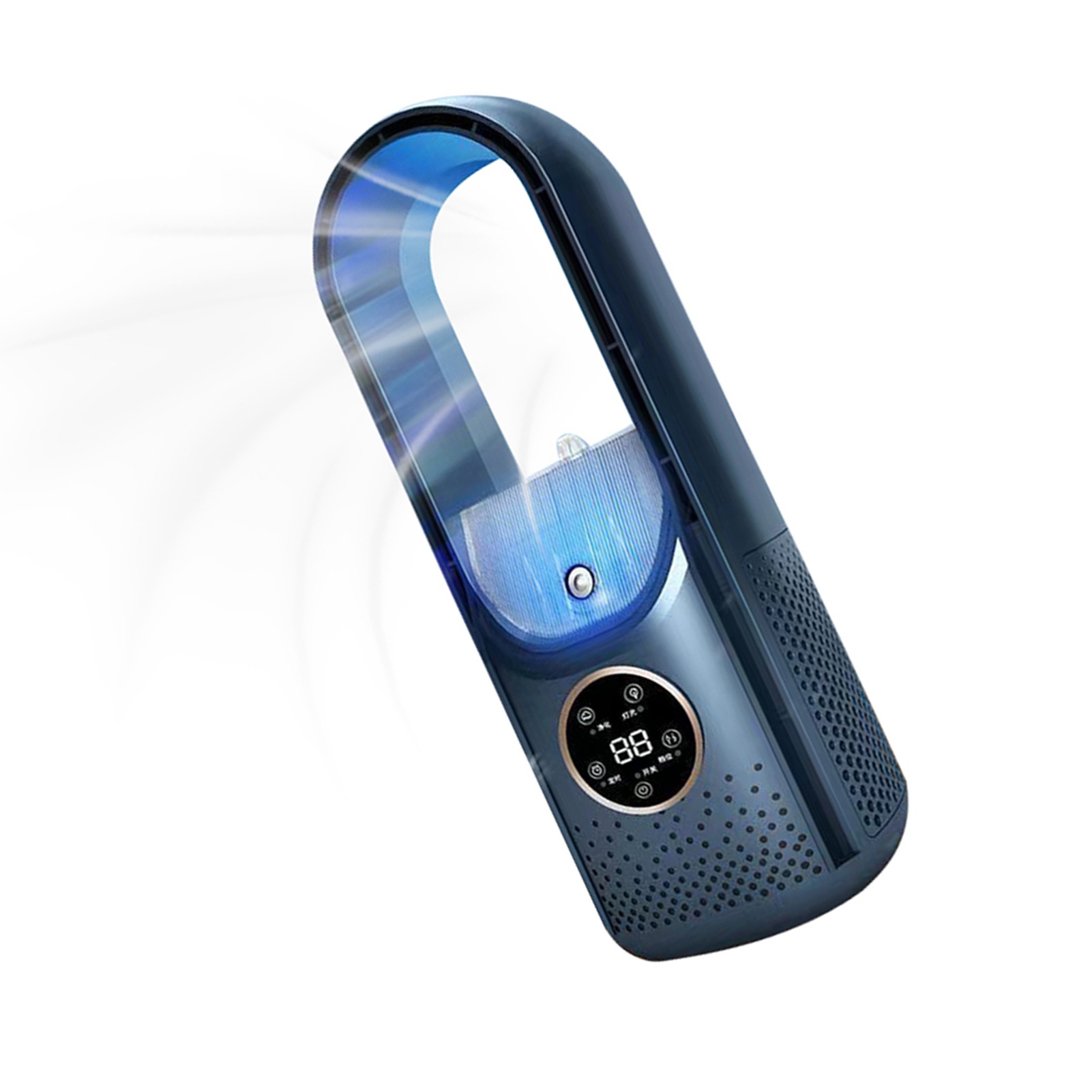 Ventilateur Domestique Sans Pales Refroidi Par Eau Avec 6 Vitesses Et Minuterie (bleu)