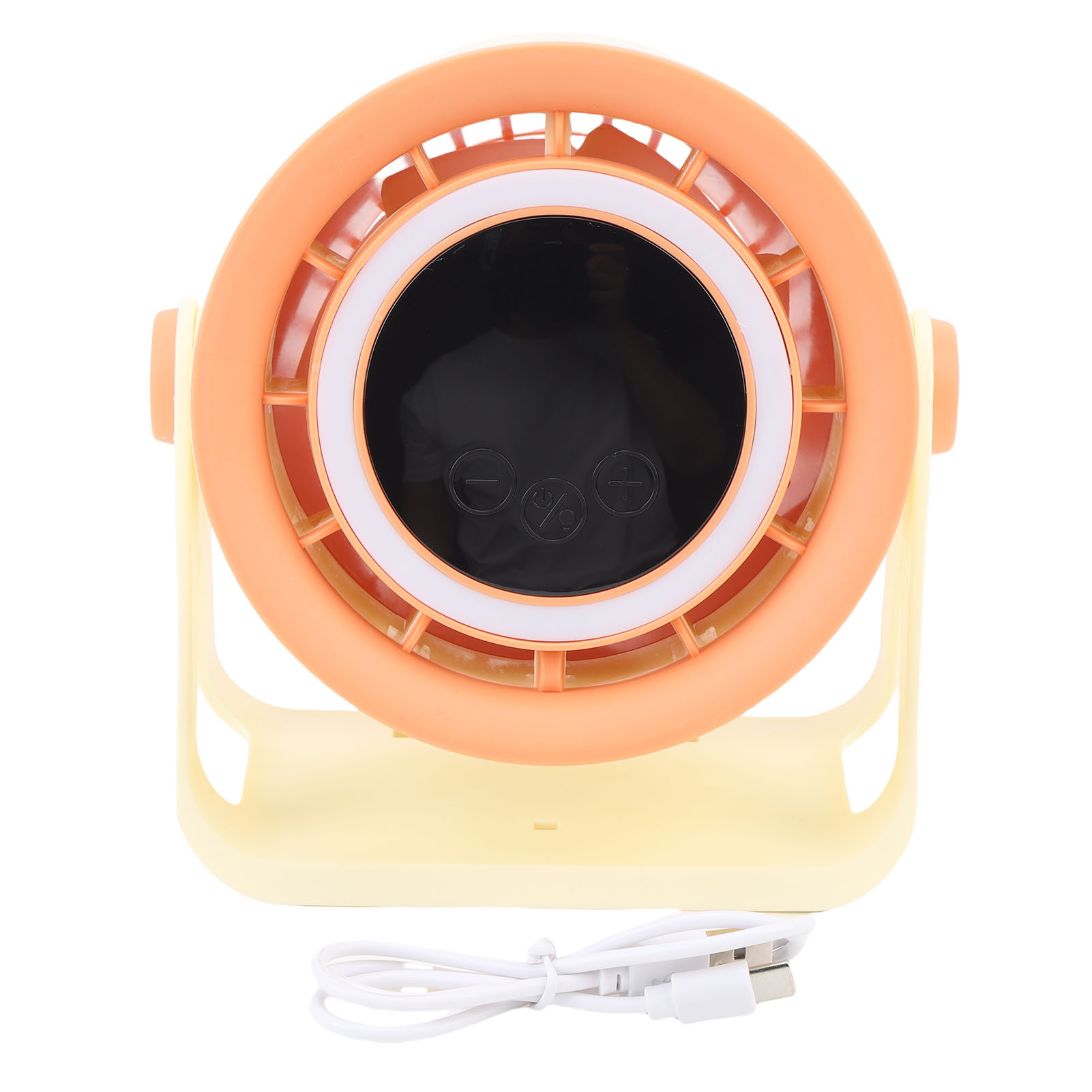 Ventilateur De Bureau Silencieux Avec Turbine, Rechargeable Par Usb, Contrôle De La Lumière Ambiante, Montage Sur Bureau/mur (kaki)