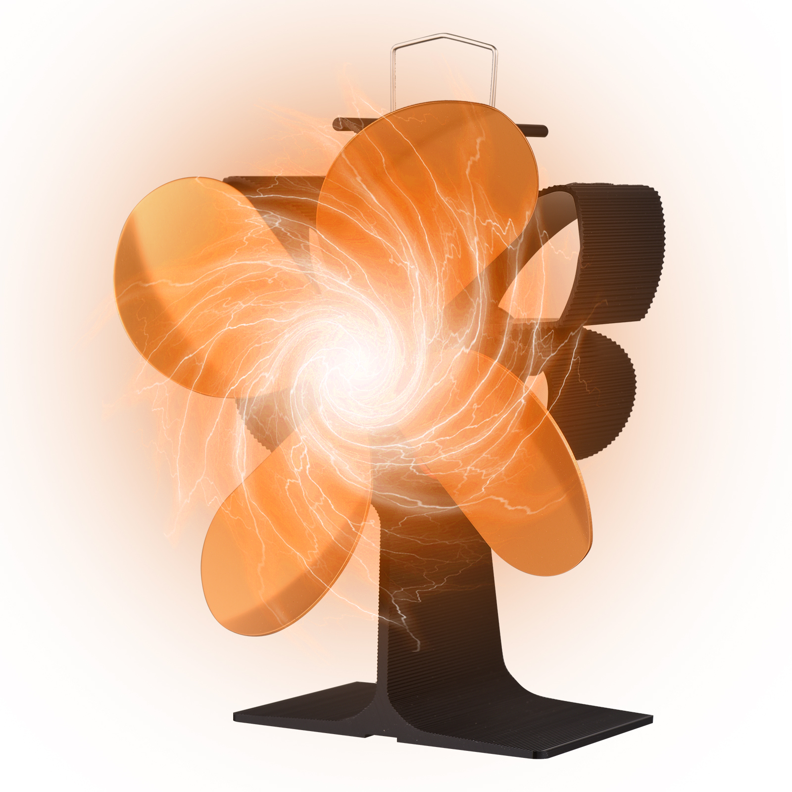 Ventilateur De Poêle À Bois Portable, Non Électrique, Avec Poignée De Transport Et Protection Contre La Surchauffe.