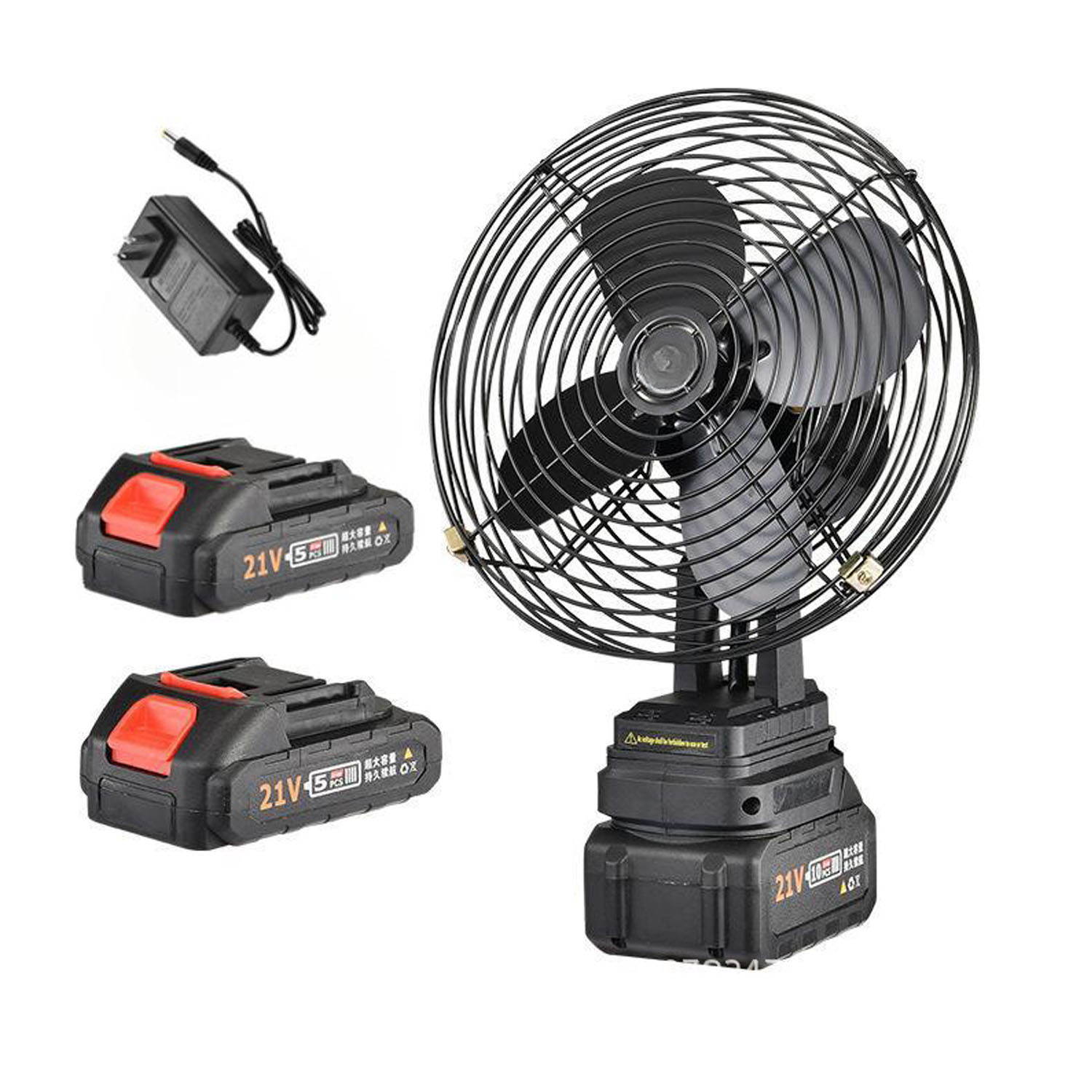 Ventilateur Sans Fil Alimenté Par Batterie Au Lithium, Batterie Rechargeable 3 000 Mah, Flux D’air Rapide, Oscillation 80°