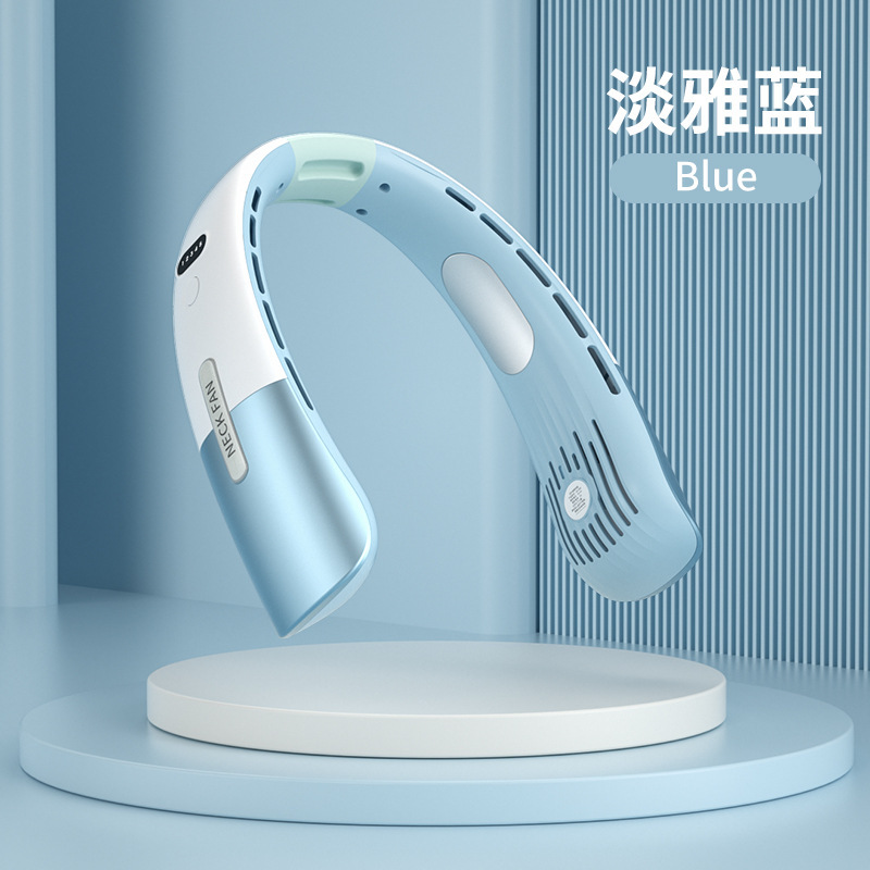 Ventilateur De Cou Sans Pales, Portable, Avec Port Usb, Idéal Pour Les Moments De Détente (ds009, Bleu Élégant).