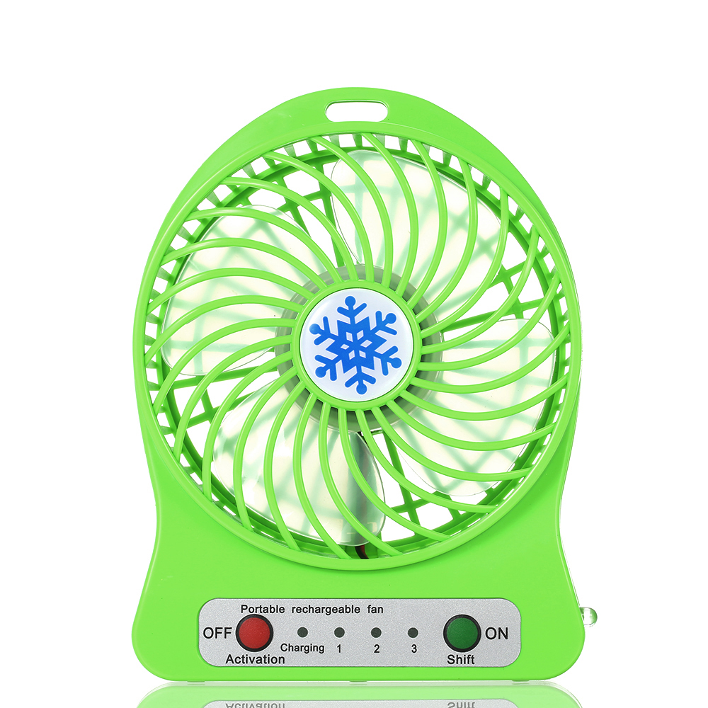 Ventilateur De Bureau Rechargeable Avec Lumière Led, Mini, Chargement Usb, 3 Modes De Vitesse, Éclairage Led, Refroidisseur D'Air (vert)