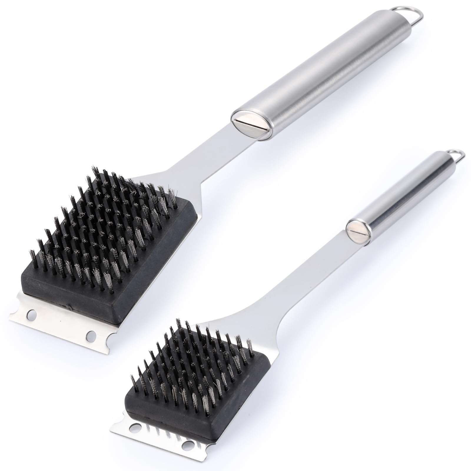 Set Mit 2 Grillbürsten Und -schabern, 16 Und 14 Zoll Lange Reinigungsbürsten Für Den Außenbereich, Aus Edelstahl 304, Grillzubehör, Ideales Geschenk Für Männer/väter