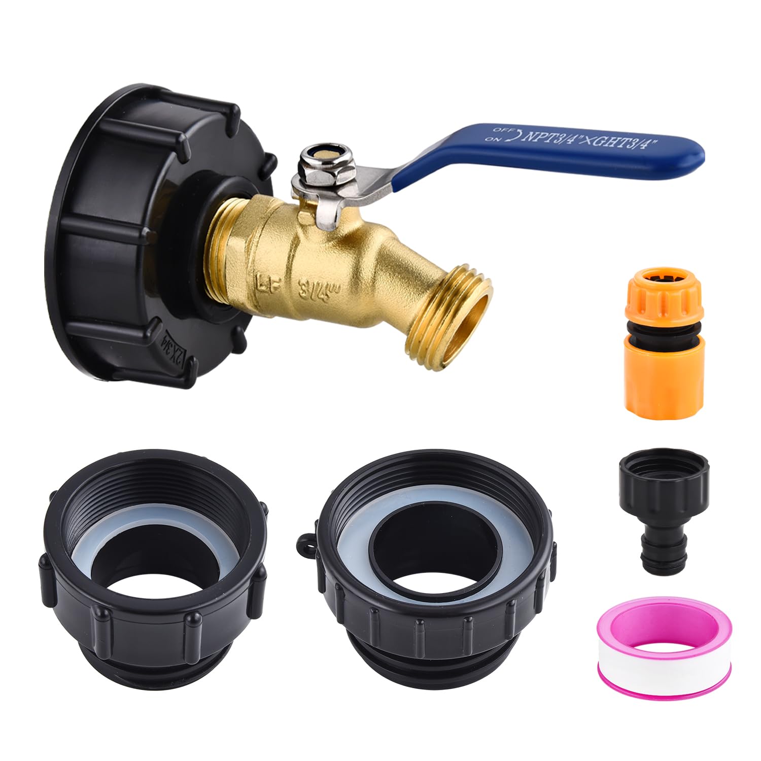 Ibc-adapter Für Tanks Mit Einem Volumen Von 275 Bis 330 Gallonen, 3/4″ Bleifreier Gartenhahn Mit Fein-/grobgewindeanschlüssen (3 Größen)