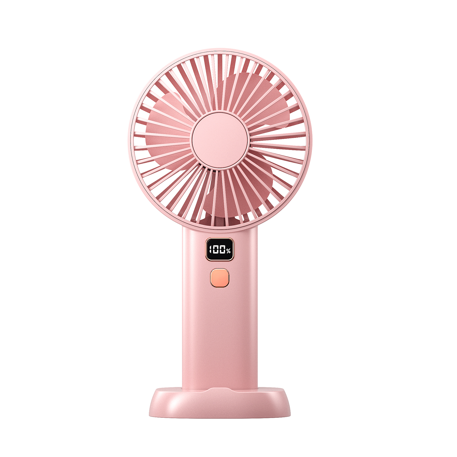 Ventilateur Portable À Affichage Numérique, Rechargeable Par Usb, 4 Vitesses Réglables (rose Fleur De Cerisier)
