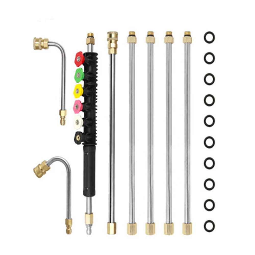 Verlängerung Für Hochdruckreiniger, 9-teiliges Set Mit 6 Düsen, 60°/90° Abgewinkelter Stange Und 1/4"-schnellkupplung.