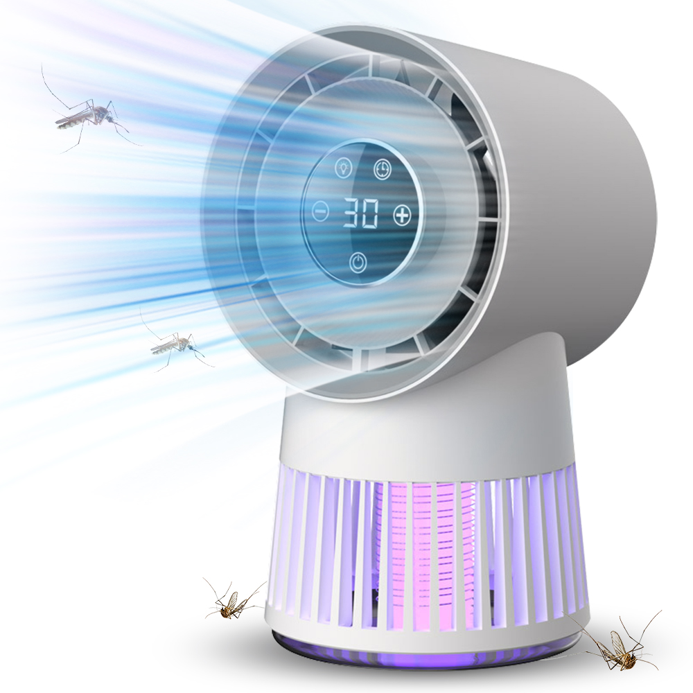 Ventilateur Anti-moustiques Électrique Sans Pales, Minuterie 8h, 20 Vitesses, 2000v, 2 En 1, Rechargeable, Batterie 2400mah, Lumière Violette