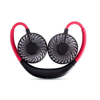 Ventilateur De Cou Trois Générations, Veilleuse De Sport, Chargeur Usb, Petit Ventilateur Paresseux, Cadeau (noir Et Rouge)