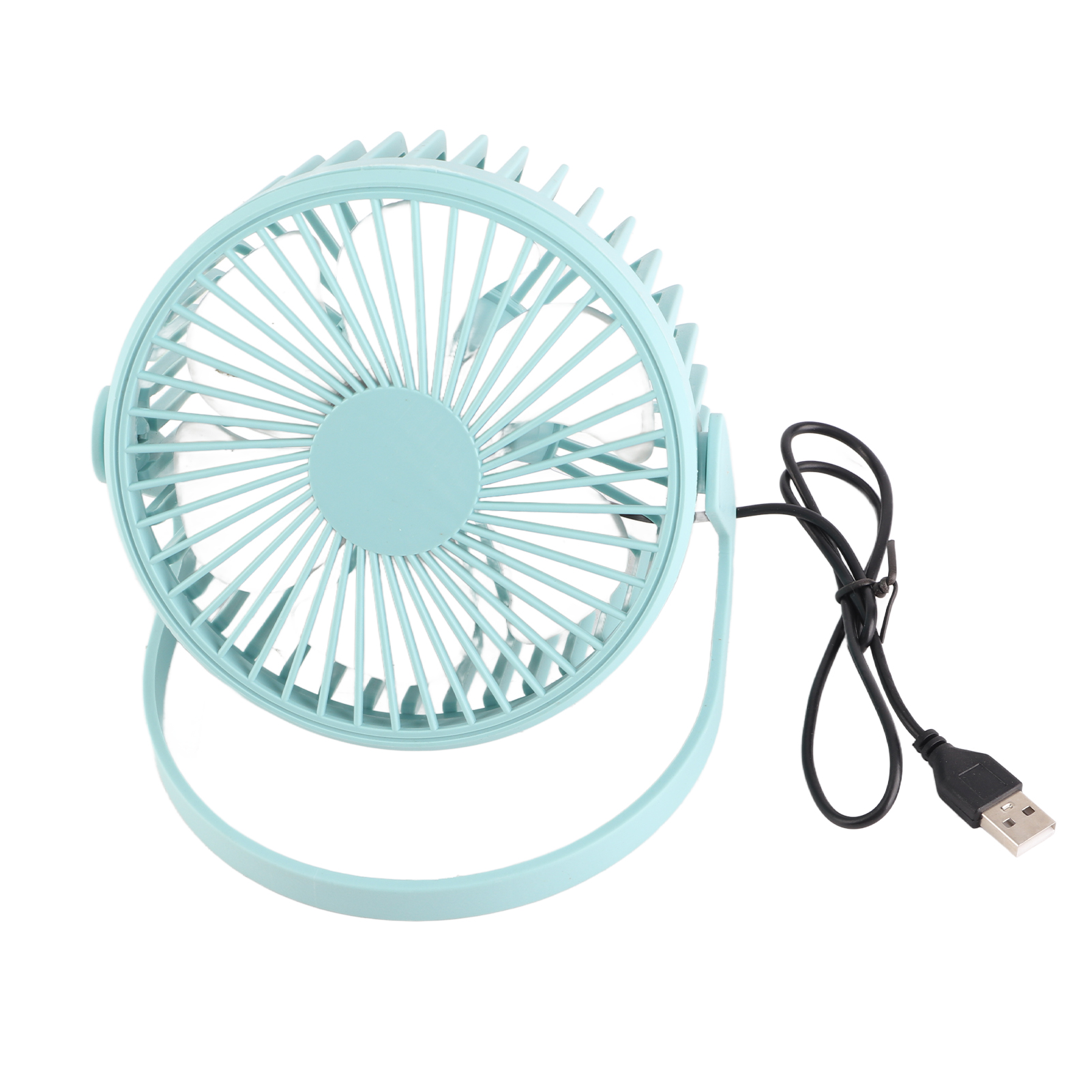 Mini Ventilateur De Bureau À Rotation 360°, Moteur Sans Balais Silencieux, Alimentation Usb, Bleu Ciel