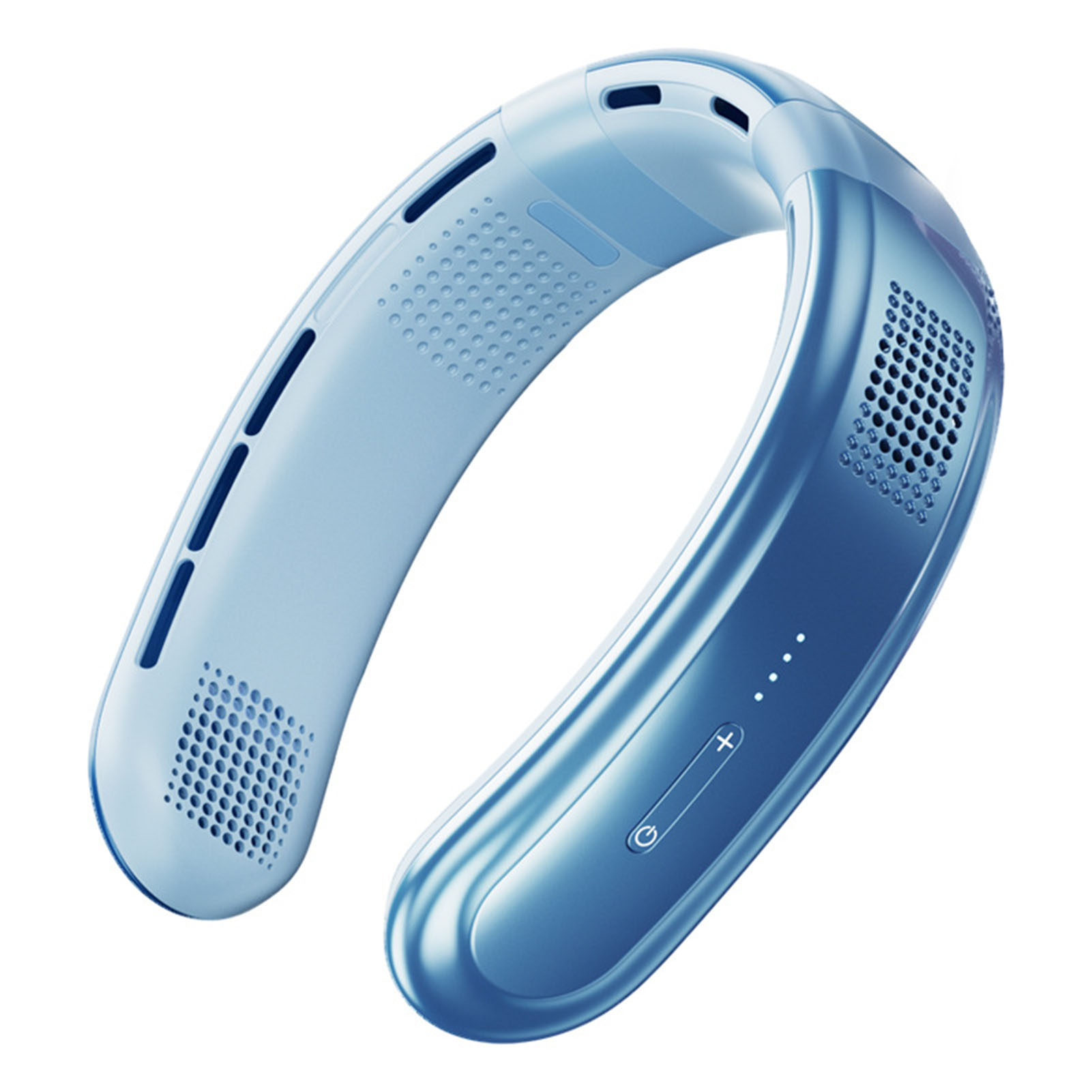 Ventilateur De Cou Rechargeable Usb, Silencieux, À Cinq Cœurs, Vent 10 Fois Plus Frais, Réglable, Pour L'Extérieur, Bleu