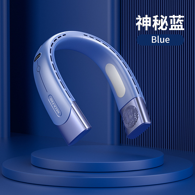 Ventilateur De Cou Sans Pales, À Réfrigération, Port Usb, 4000mah (bleu Mystérieux)