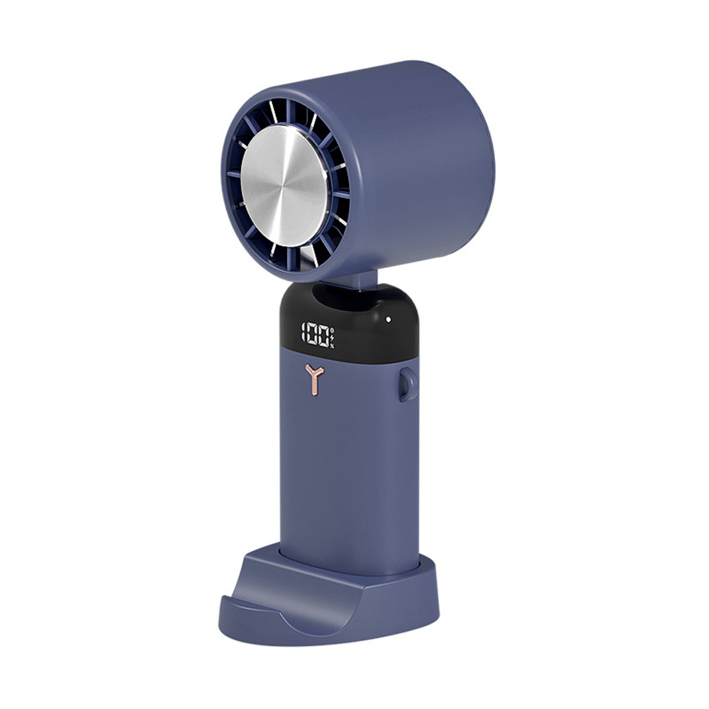 Mini Ventilateur De Refroidissement, Support De Téléphone Pliable Silencieux Avec Affichage Numérique, Ventilateur Électrique Usb À Trois Vitesses Et Batterie Au Lithium Intégrée (bleu)