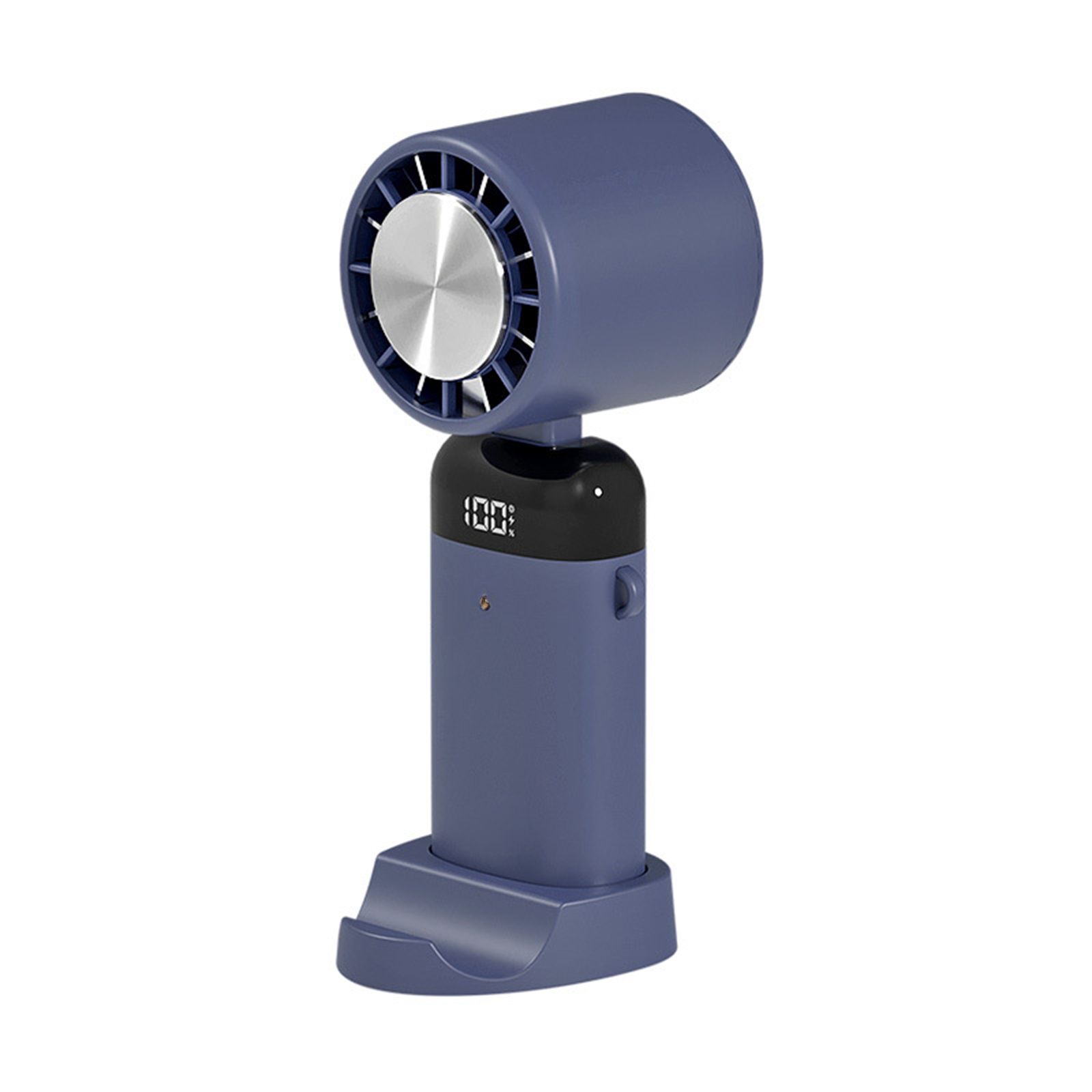 Ventilateur Pliable Rafraîchissant Avec Réglage Vertical 90°, Batterie 3600 Mah, 3 Vitesses, Support Téléphone, Indicateur De Batterie, Refroidissement Bouton (bleu)