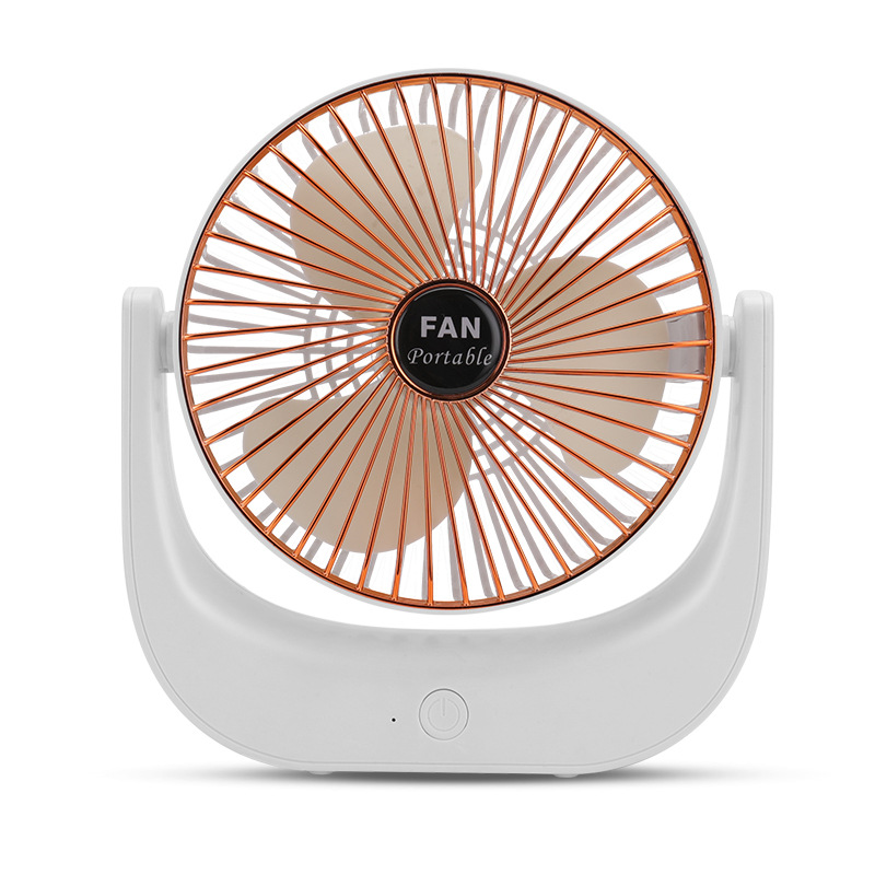 Ventilateur De Bureau Multi-angles, Sans Fil, À Trois Vitesses Réglables, Rechargeable, Usb, Petit Format, Couleur Or (chargé)