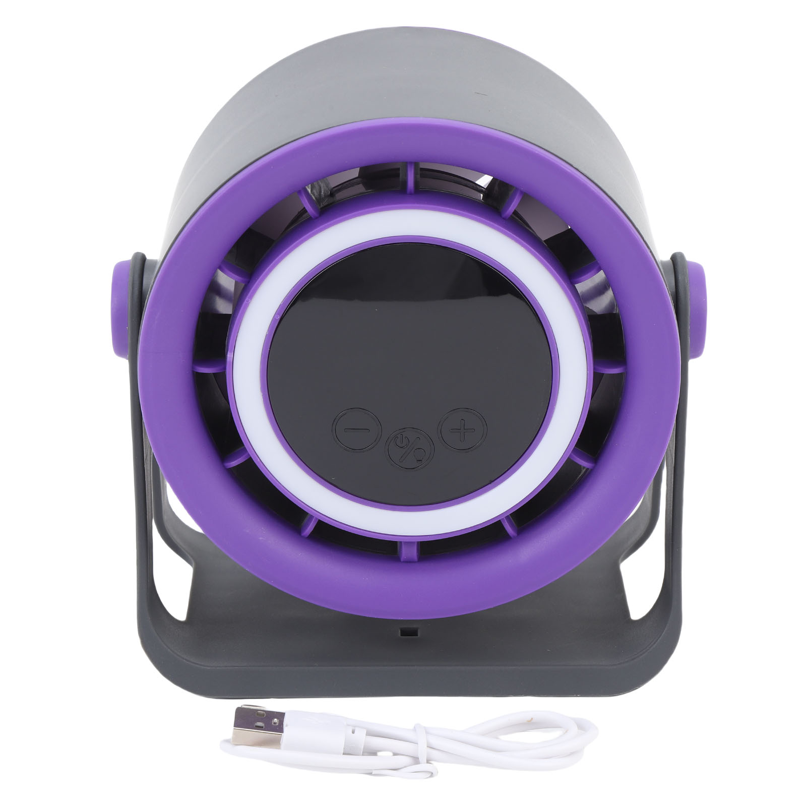 Ventilateur De Bureau Avec Lumière D'Ambiance, Rechargeable Par Usb, Turbine Silencieuse, Refroidissement De Bureau/mural (gris)