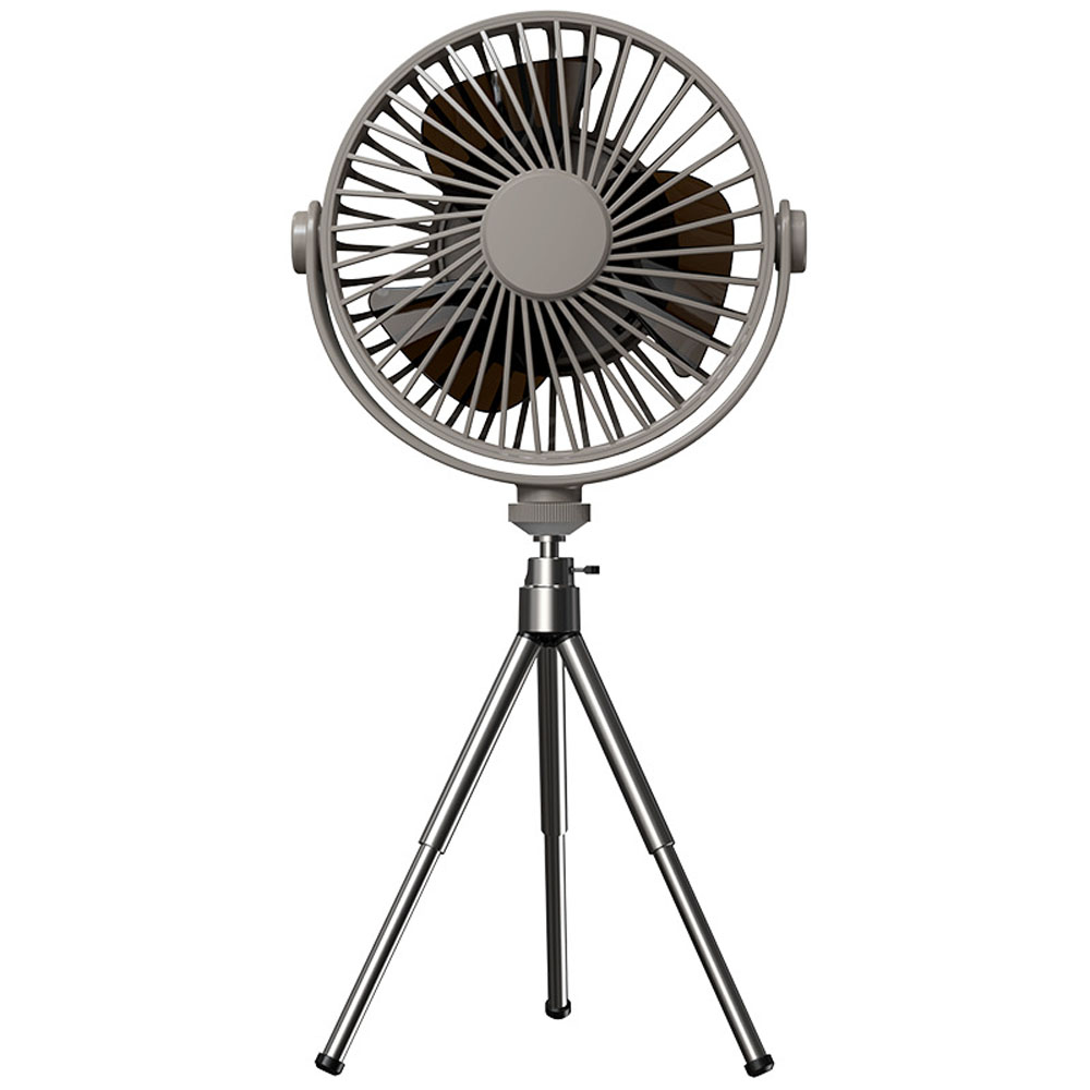 Ventilateur Trépied D'Extérieur À Trois Vitesses De Ventilation, Batterie Au Lithium Intégrée De 2000 Mah, Gris, Version De Base.