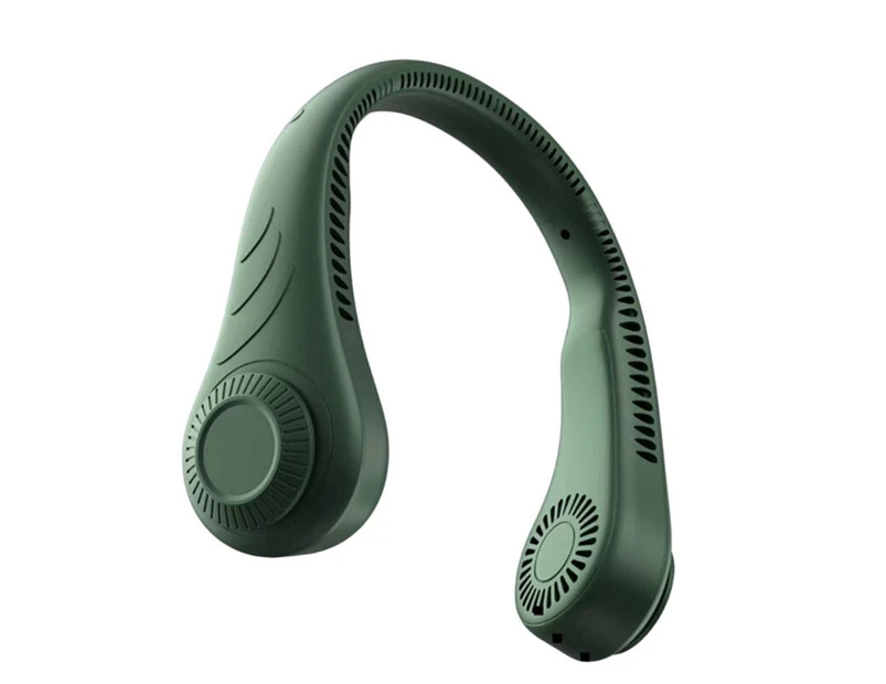 Ventilateur De Cou Portable Mains Libres Sans Pales, Rechargeable Par Usb, Vert