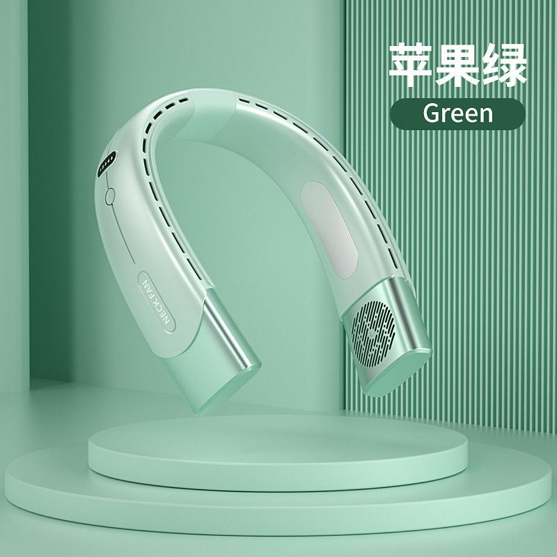 Ventilateur De Cou Portable Sans Pales, À Réfrigération 2023, Avec Port Usb, Petit Ventilateur De Cou Paresseux, Cadeau Ds005 Vert Pomme [4000mah]