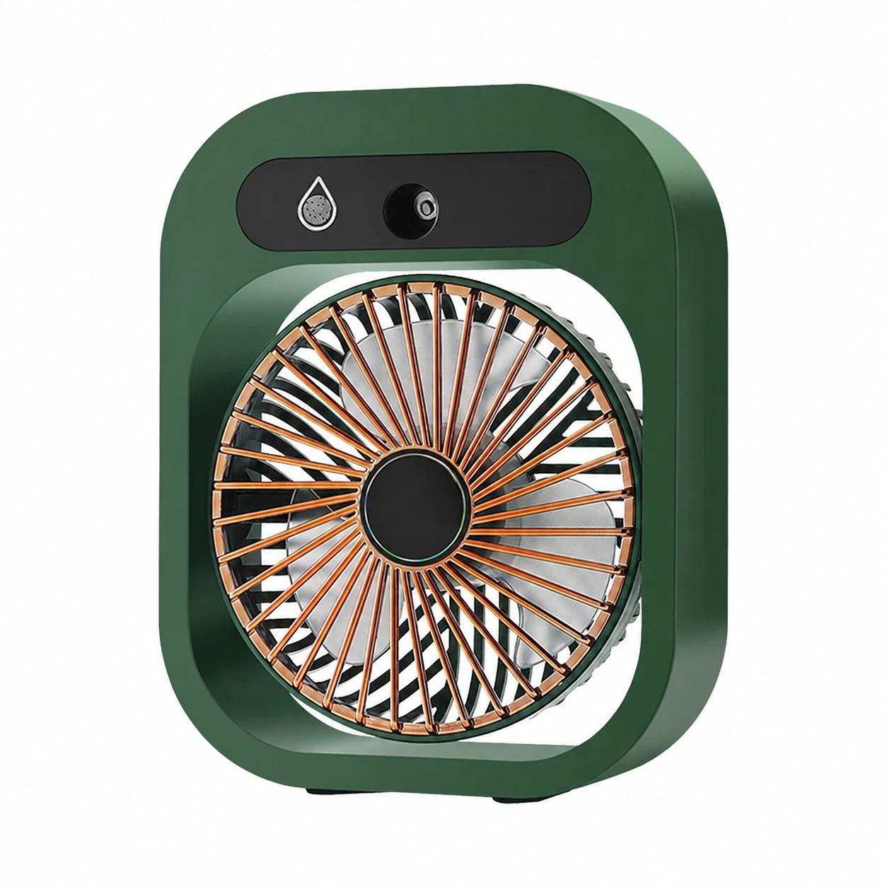 Ventilateur De Bureau Avec Brumisateur, Humidificateur Et Refroidissement Par Eau, Trois Vitesses, 2000 Mah (vert Rétro)