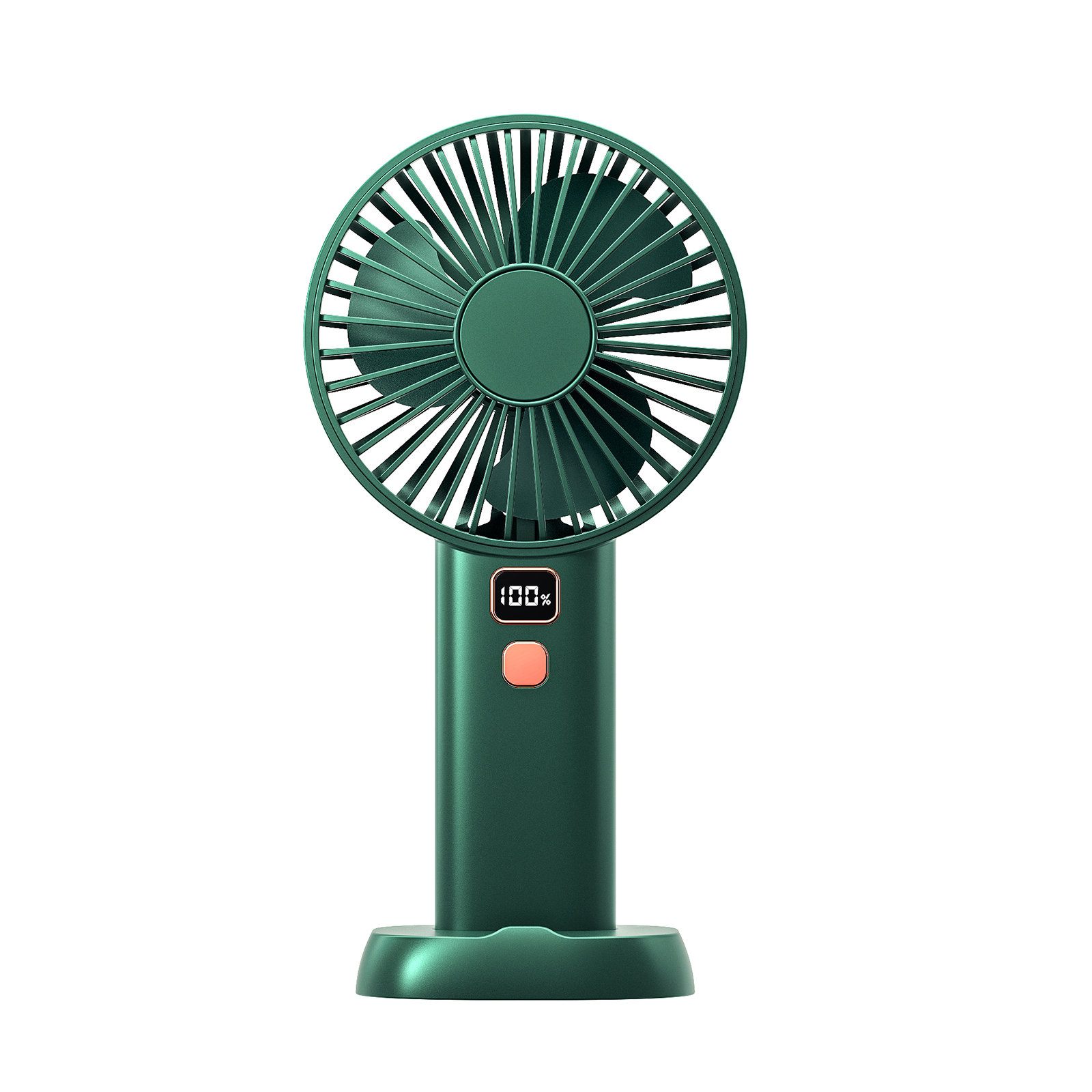 Ventilateur Portable À Affichage Numérique, Rechargeable Par Usb, 4 Vitesses Réglables (vert Nuit)