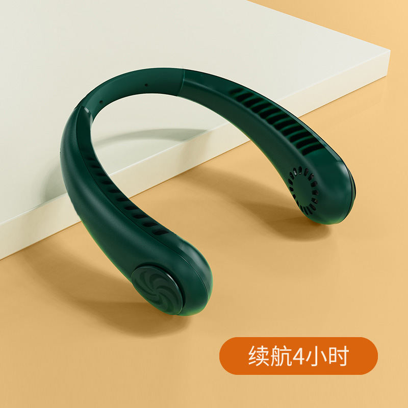 Ventilateur De Cou Portable Usb, Petit Format, Sans Hélice, Rechargeable, Avec Fonction De Climatisation, En Plastique (vert)