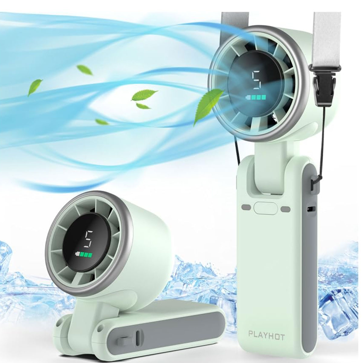 Ventilateur Turbine Pliable Portable Avec 5 Vitesses, Chargement Usb Et Cordon (vert)