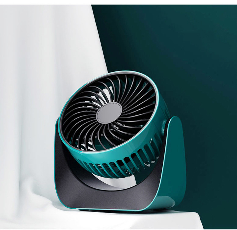 Ventilateur F118usb Rechargeable, Silencieux, Puissant, Batterie Intégrée, Câble De Charge 1,5m (bleu Clair)