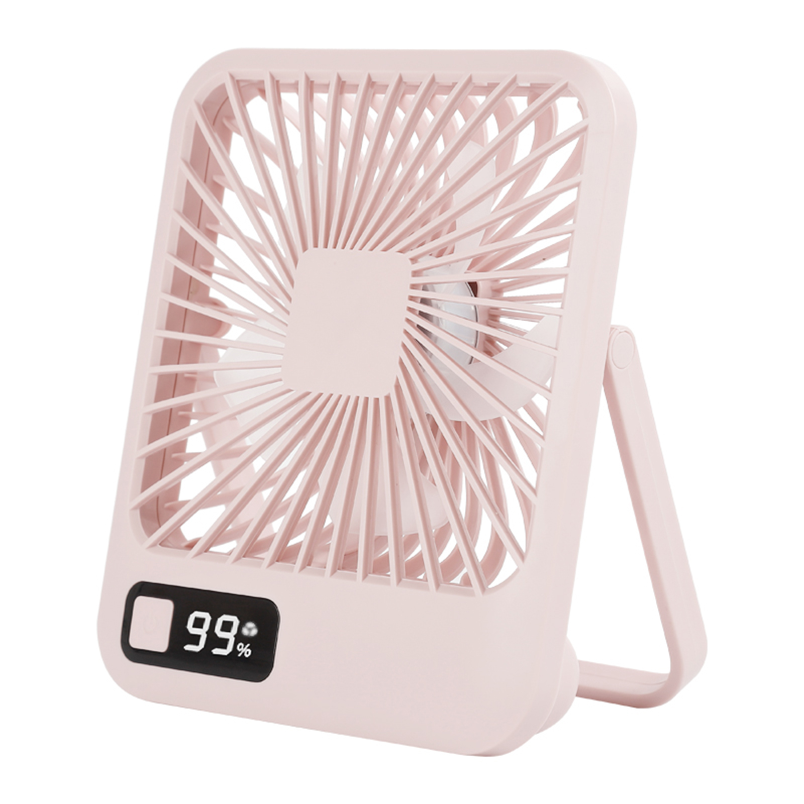 Ventilateur De Bureau Fin Et Léger Avec Affichage Numérique 5 Réglages De Vitesse Posé Ou Suspendu Batterie Lithium 2000mah (rose Corail)