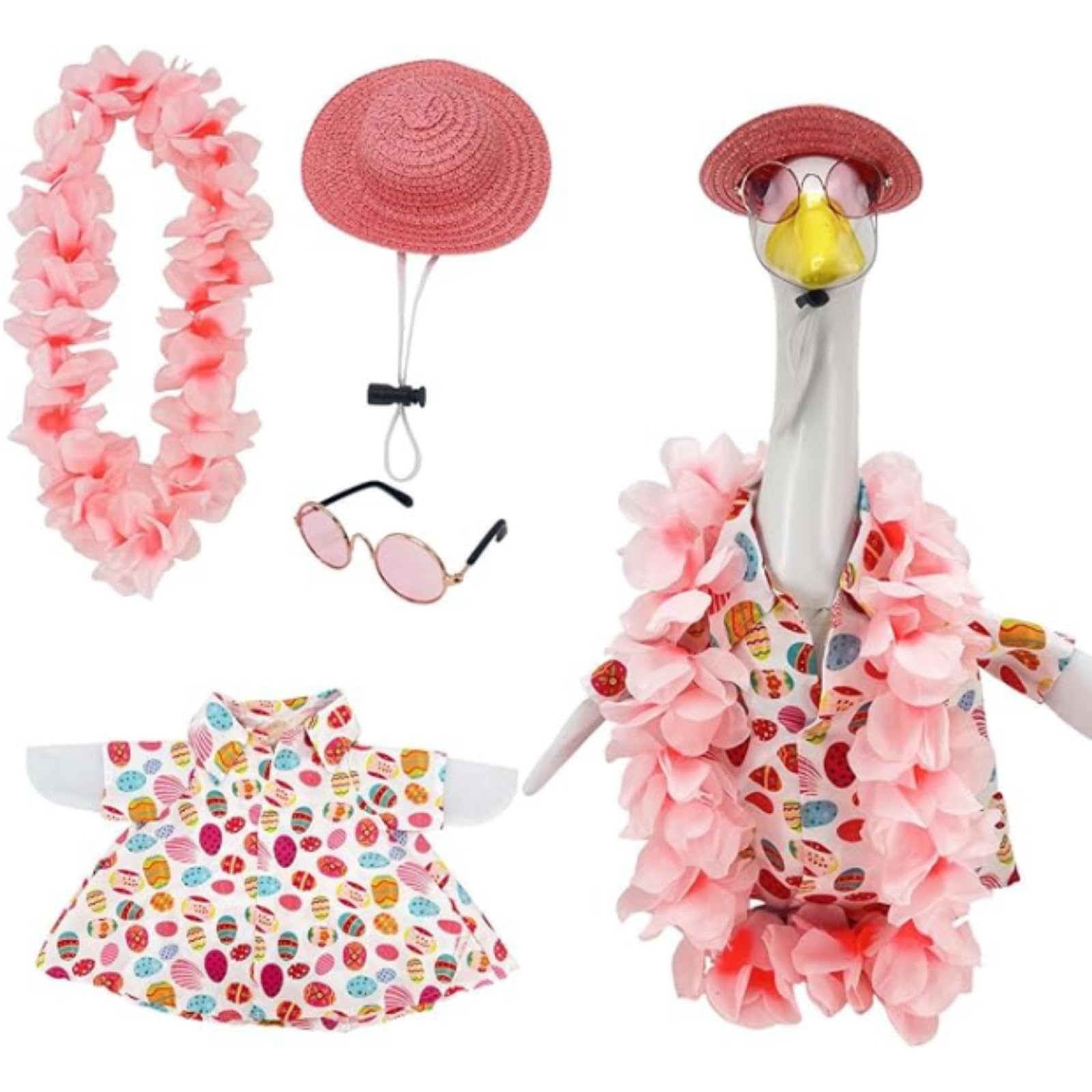 [hawaiianischer Girlanden-stil] 58 Cm Große Gänsefigur Für Garten Und Rasen, Rosa, Frühling/sommer