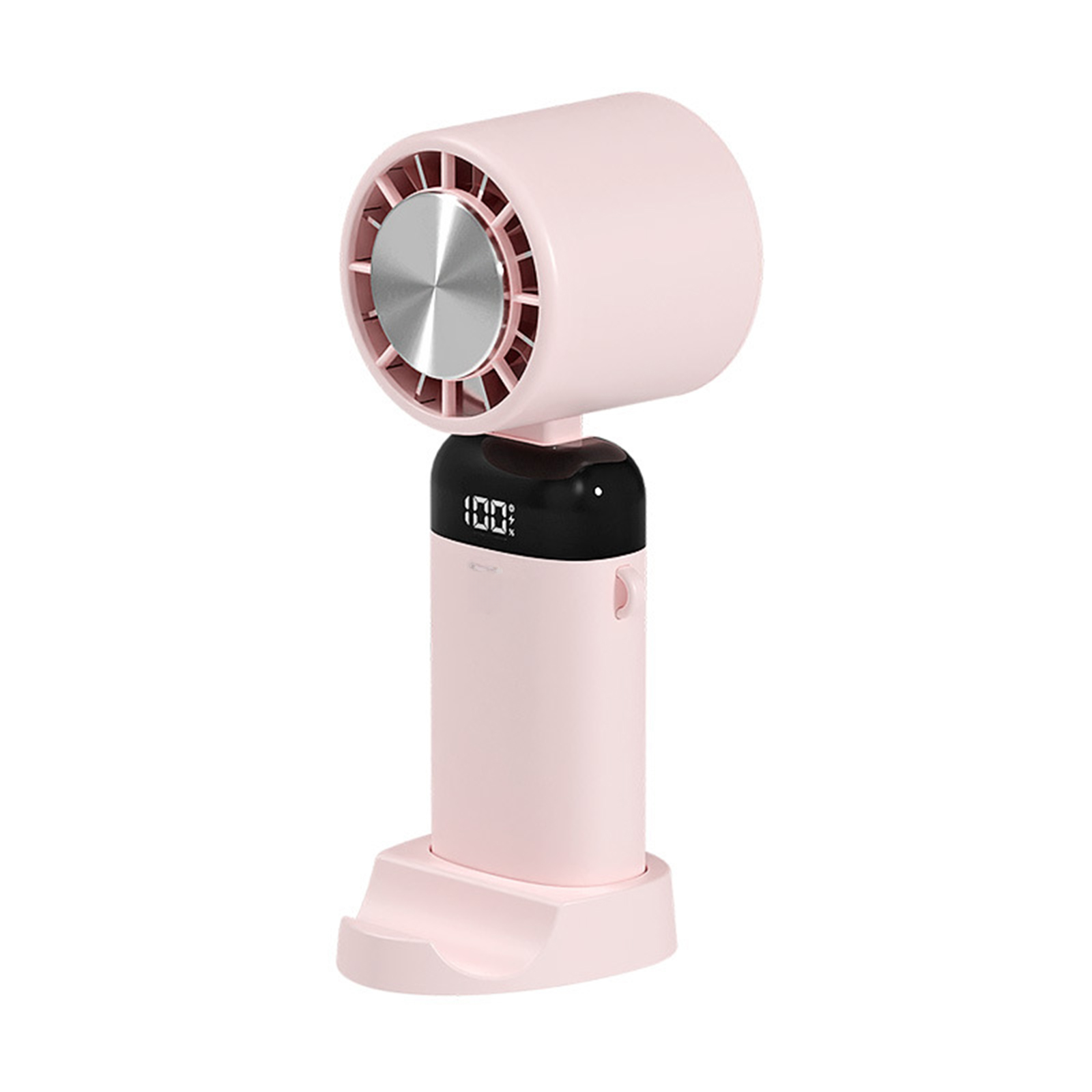 Ventilateur Pliable Rafraîchissant Avec Réglage Vertical 90°, Batterie 3600 Mah, 3 Vitesses, Base Support Téléphone, Indicateur De Puissance, Refroidissement Bouton Unique (rose)