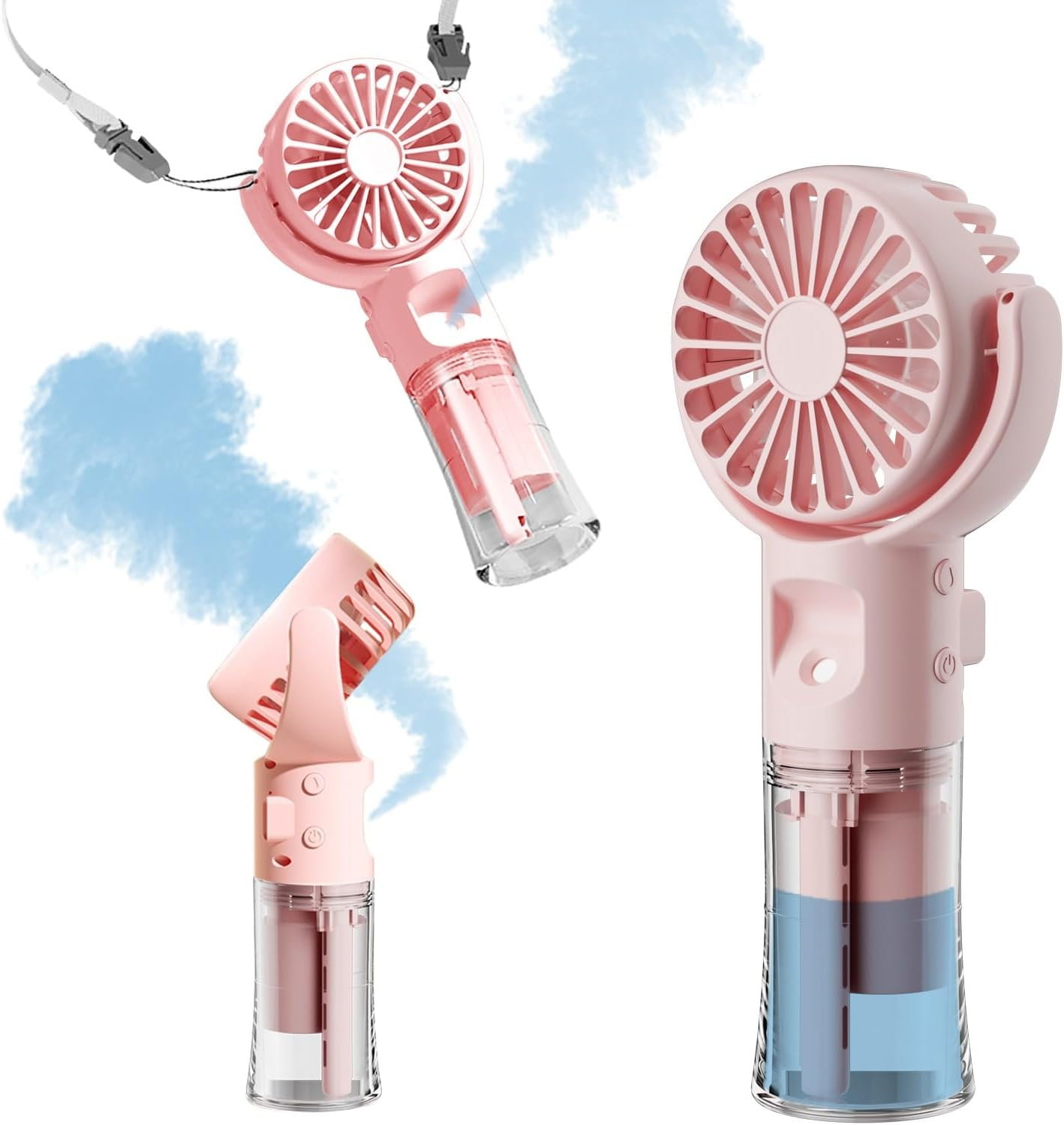 Ventilateur Portatif Rose, Rechargeable Avec 4 Vitesses De Ventilation.