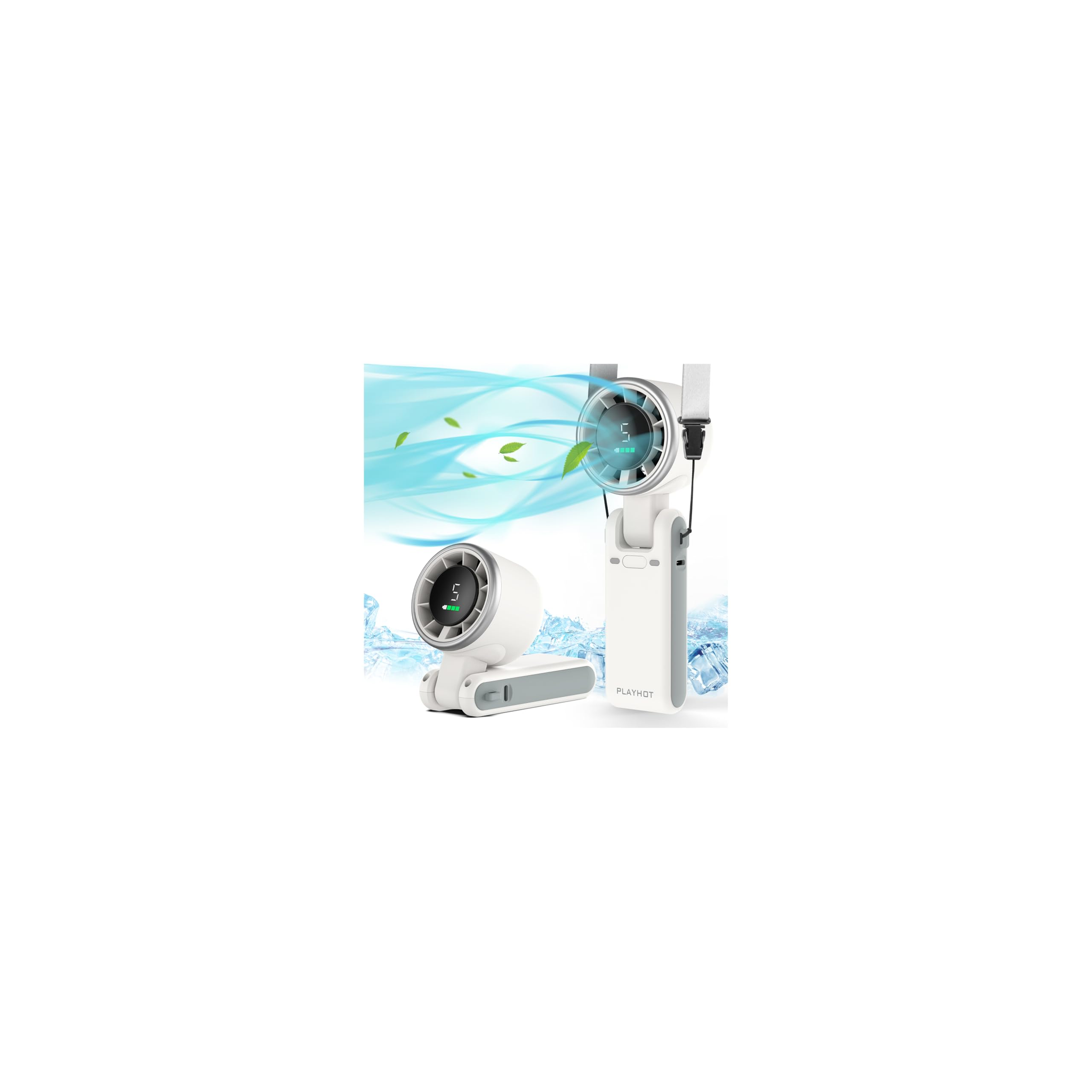 Ventilateur Turbo Portable Pliable À Main, 5 Vitesses Réglables, Chargement Usb, Avec Cordon Rouge