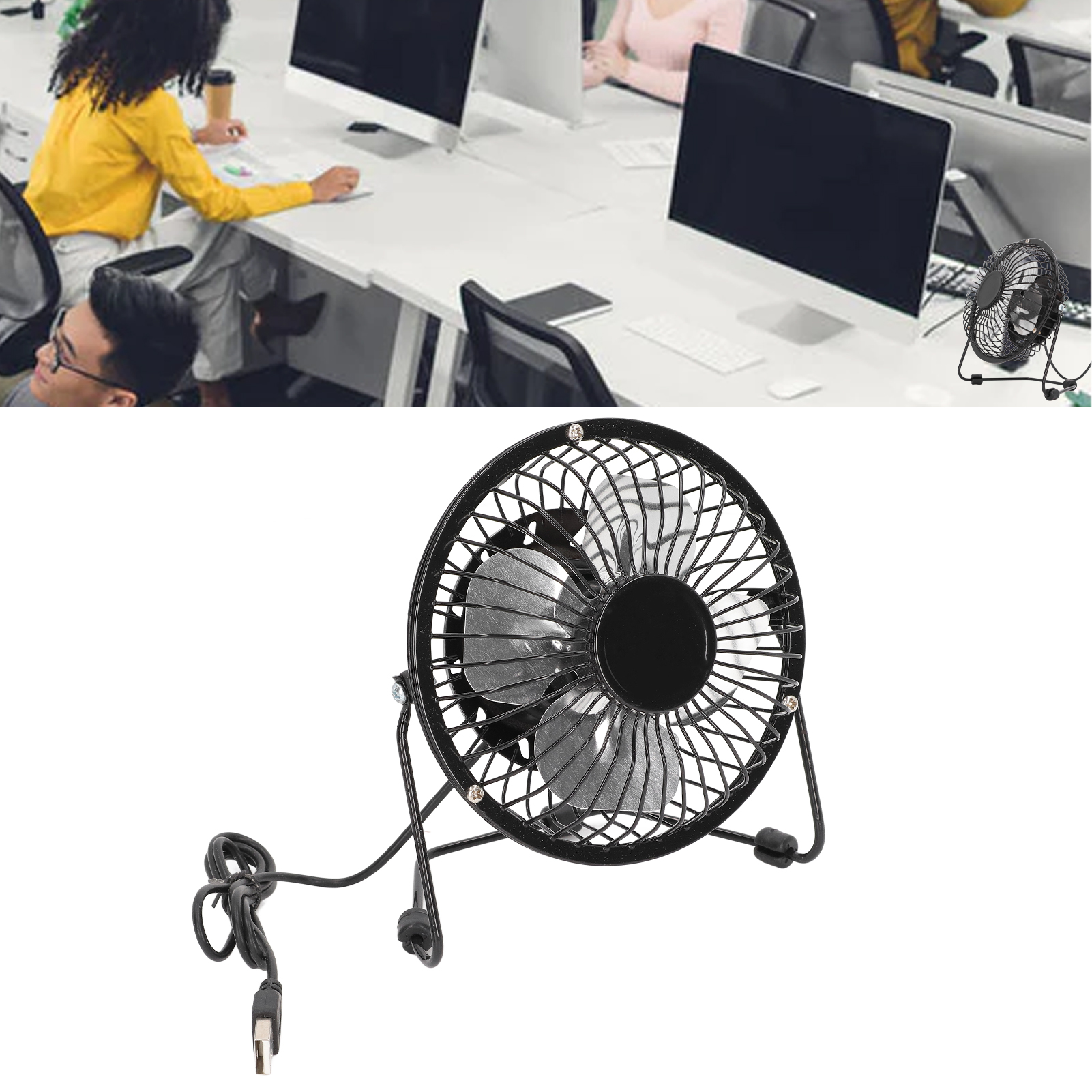 Ventilateur De Bureau Usb Compact, Rotation À 360°, Ultra Silencieux, Portable, Avec Interrupteur À Une Touche Et Patin Antidérapant Pour Le Bureau.