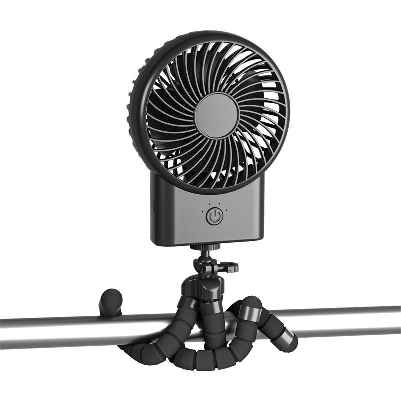 Ventilateur Trépied Pliable En Forme De Pieuvre, Rechargeable Par Usb, Pour Poussette, Mini Ventilateur De Poche Noir