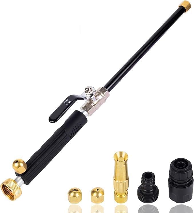 Hochdruck-wasserpistole, Schwarze Pistole Mit Langer Düse Und Schnellanschluss, 3 Verschiedene Sprühköpfe Zur Reinigung Von Autos, Gärten, Haustieren Und Fenstern