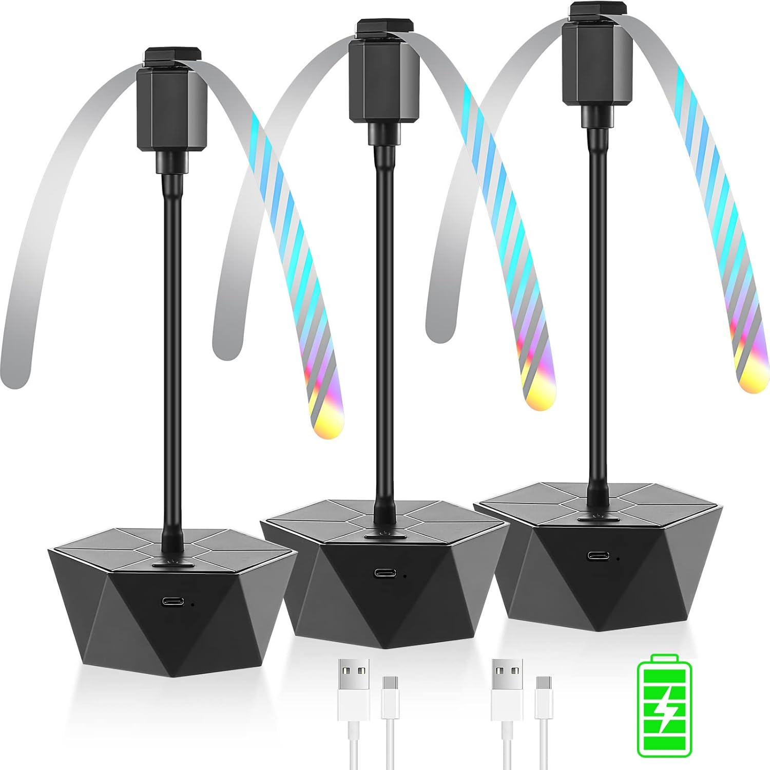 Ventilateur Anti-mouches Aufladbar Für Tisch, Innen-/außenbereich, Helles Hologramm, 3er-set (schwarz)