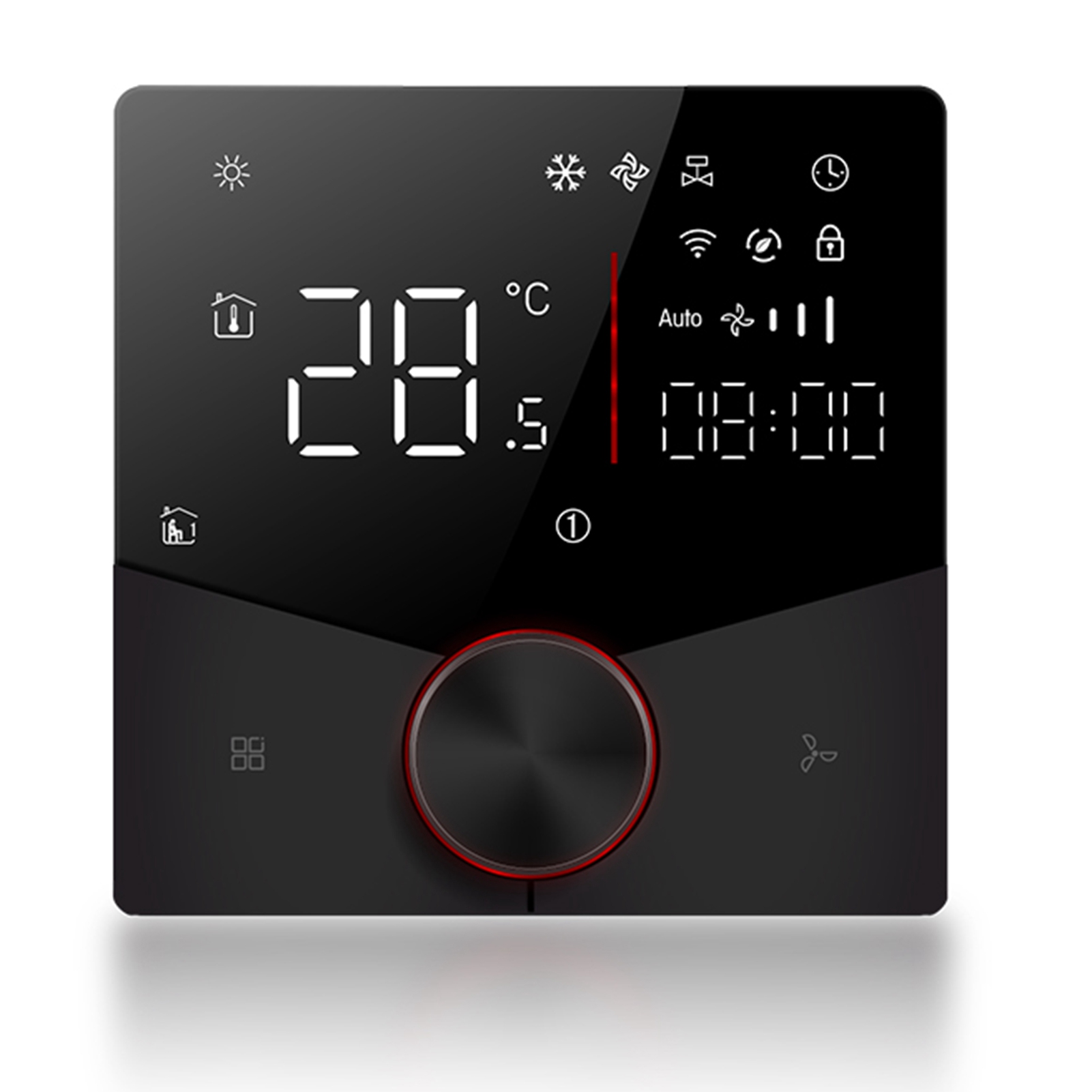 Programmierbarer Wlan-thermostat Für Zentrale Klimaanlagen, 5+2 Tage, 6 Perioden, Schwarz