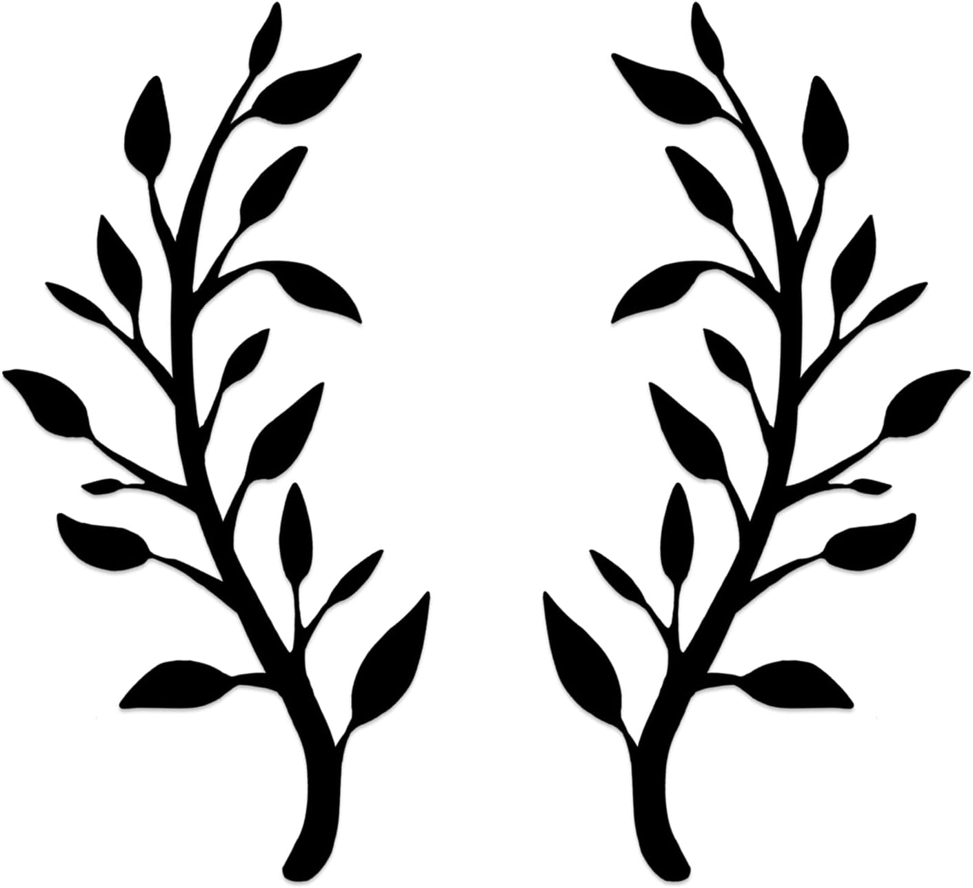 Set Aus 2 Wanddekorationen Aus Metall Mit Darstellungen Von Baumblättern, Ästen Und Laub, Für Den Innen- Und Außenbereich (garten, Schlafzimmer, Wohnzimmer) (schwarz)