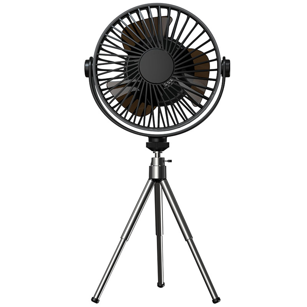 Ventilateur Trépied D'Extérieur À Trois Vitesses De Ventilation, Batterie Au Lithium Intégrée De 2000 Mah, Noir, Version De Base.