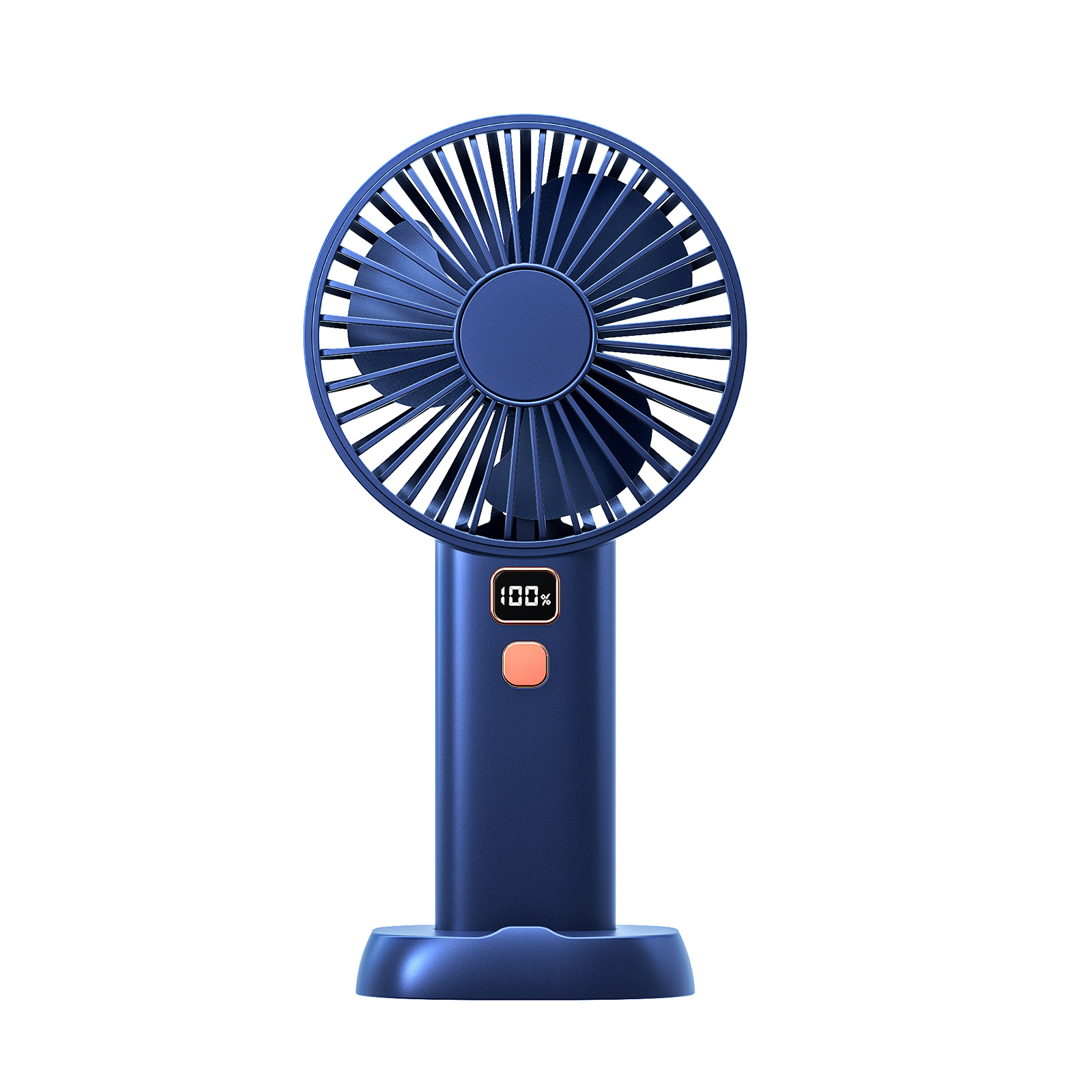 Ventilateur Portable À Affichage Numérique, Rechargeable Par Usb, 4 Vitesses Réglables (bleu Profond)